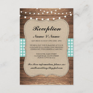 Cartes de réception de mariage rustiques en toile