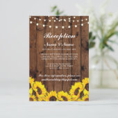 Cartes de réception de mariage rustiques Tournesol (Debout devant)