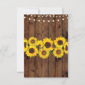 Cartes de réception de mariage rustiques Tournesol (Dos)