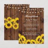 Cartes de réception de mariage rustiques Tournesol (Devant / Derrière)