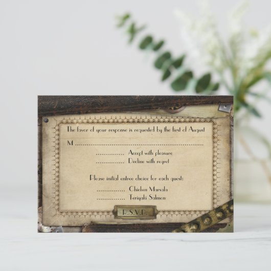 Cartes de réception de mariage steampunk victorien (Debout devant)
