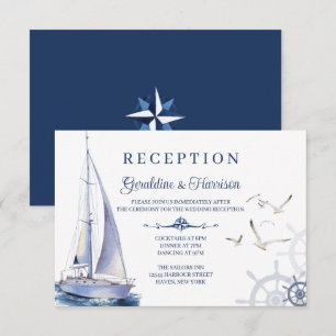 Cartes de réception de mariage sur yacht de voile 