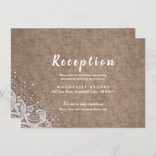 Cartes de réception en argent en dentelle de burla (Devant / Derrière)