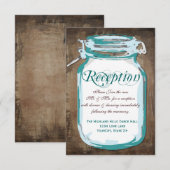Cartes de réception en pot Mason sarcelle de style (Devant / Derrière)
