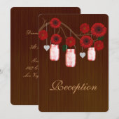 Cartes de réception en pots de maçon rouge rustiqu (Devant / Derrière)