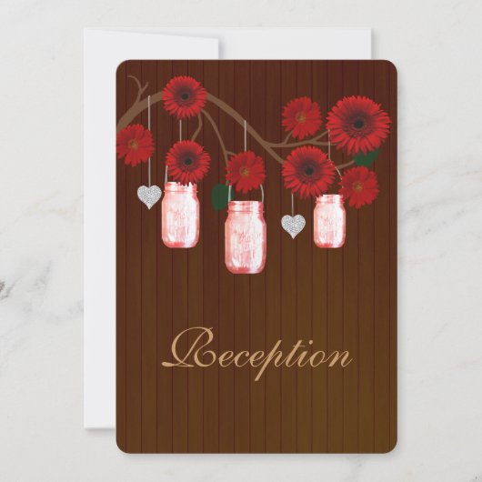 Cartes de réception en pots de maçon rouge rustiqu (Devant)