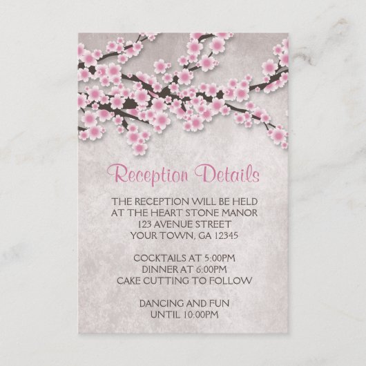 Cartes de réception Fleur de cerisier rose rustiqu (Devant)