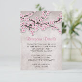 Cartes de réception Fleur de cerisier rose rustiqu (Debout devant)