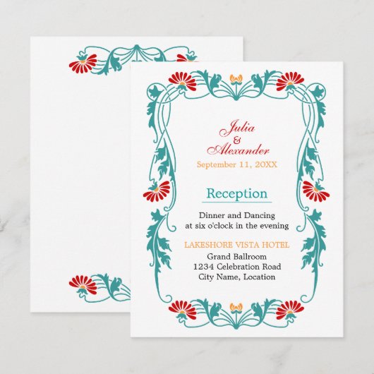 Cartes de réception Florales et Spirales de Feuill (Devant / Derrière)
