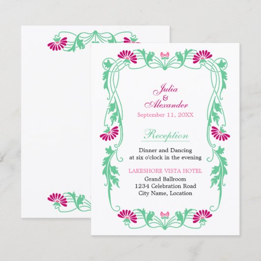 Cartes de réception Florales et Tourbillons de Feu (Devant / Derrière)