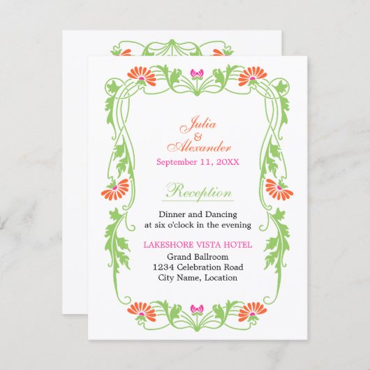 Cartes de réception Florales et Tourbillons de Feu (Devant / Derrière)