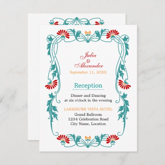 Cartes de réception Florales et Tourbillons de Feu (Devant / Derrière)