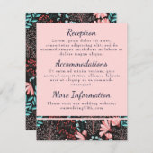 Cartes de réception florales rose et sarcelle (Devant / Derrière)