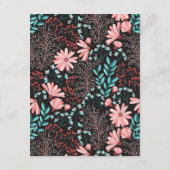 Cartes de réception florales roses et sarcelles (Dos)