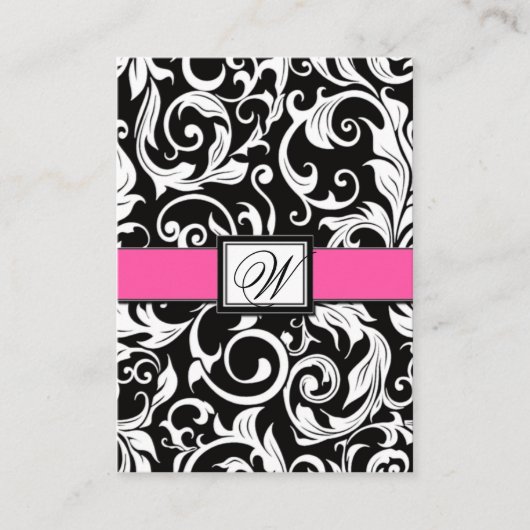 Cartes de réception Hot Rose & Black Mariage damas (Devant)