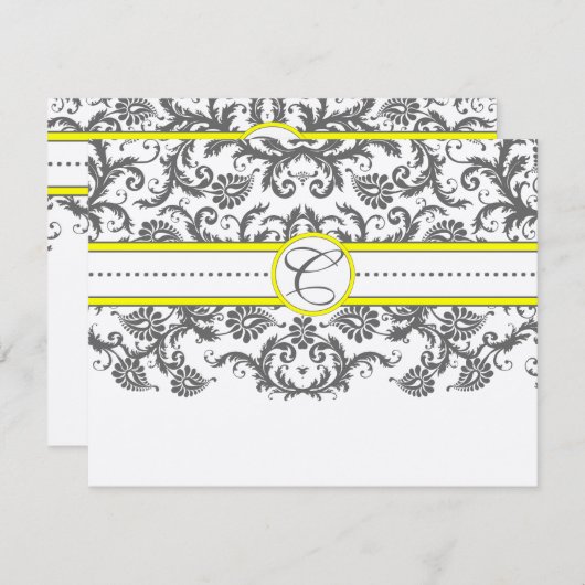 Cartes de réception jaune et gris (Devant / Derrière)