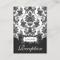 Cartes de réception Mariage damassé en noir et bla