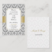 Cartes de réception mariage damassé en or (Devant / Derrière)
