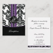 cartes de réception mariage damassé violet (Devant / Derrière)