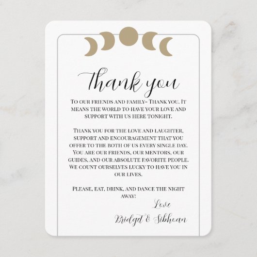 Cartes de réception Merci Phases Lune (Devant)