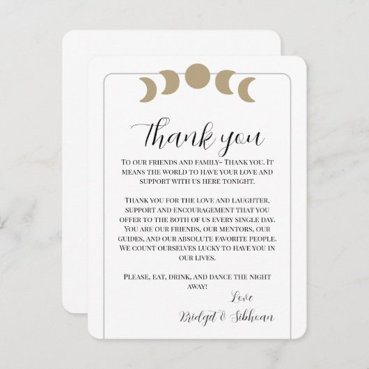 Cartes de réception Merci Phases Lune (Devant / Derrière)