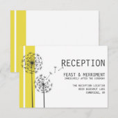 Cartes de réception minimalistes jaunes Dandelions (Devant / Derrière)