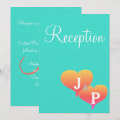 Cartes de réception Monogramme Cœurs Coucher de so (Devant / Derrière)