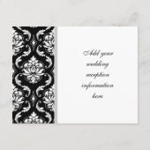 Cartes de réception Noir Damask Monogramme Mariage (Dos)