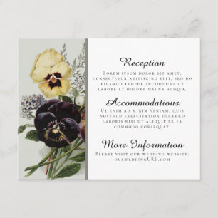 Cartes de réception Pansy vintage