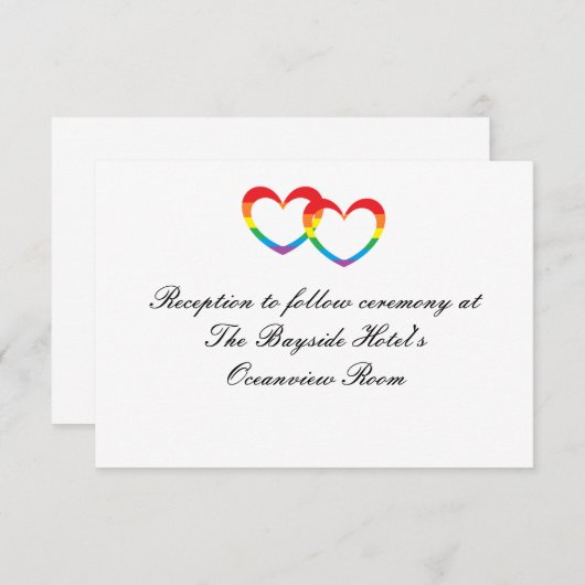 Cartes de réception "Rainbow Double Hearts" (Devant / Derrière)