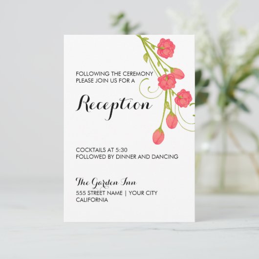 Cartes de réception Roses de jardin Fuchsia (Debout devant)