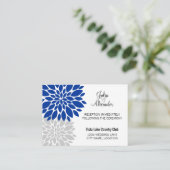 Cartes de réception Royal Blue Silver Floral Bural (Debout devant)