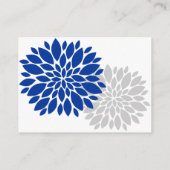 Cartes de réception Royal Blue Silver Floral Bural (Dos)