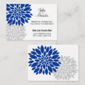 Cartes de réception Royal Blue Silver Floral Bural (Devant / Derrière)