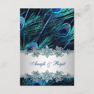 Cartes de réception Royal Blue Silver Indian Peaco