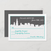 Cartes de réception RSVP de paysage urbain moderne (Devant / Derrière)