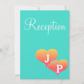 Cartes de réception Turquoise Monogramme Sunset He (Devant)