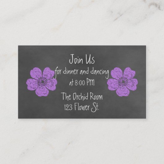 Cartes de réception Wild Purple Rose Chalkboard (Devant)