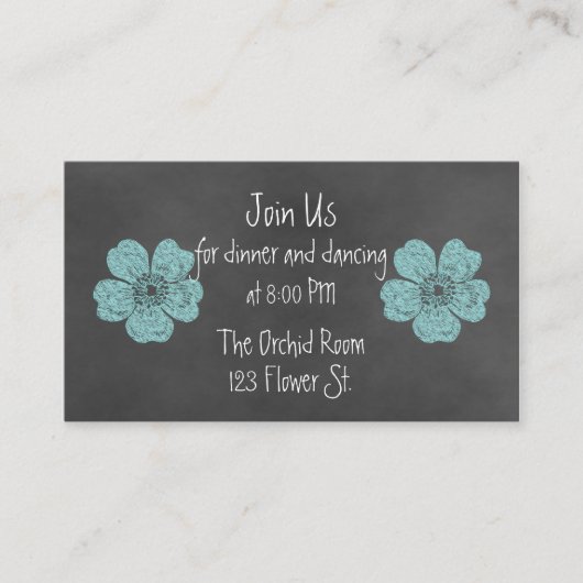Cartes de réception Wild Turquoise Rose Chalkboard (Devant)
