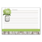 Cartes de recette 3x5 Mason Hydrangea Mason Vert (Dos)