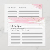 Cartes de recette Aquarelle Blush & Gold Fête des (Devant / Derrière)