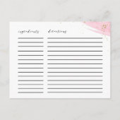 Cartes de recette Aquarelle Blush & Gold Fête des (Dos)