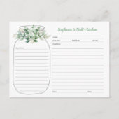 Cartes de recette au pot Mason avec verdure d'euca (Devant)