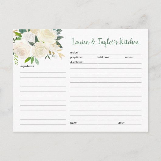 Cartes de recette de douche à la crème blanche Flo (Devant)