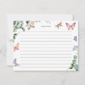 Cartes de recette de douche de mariage papillons e (Dos)