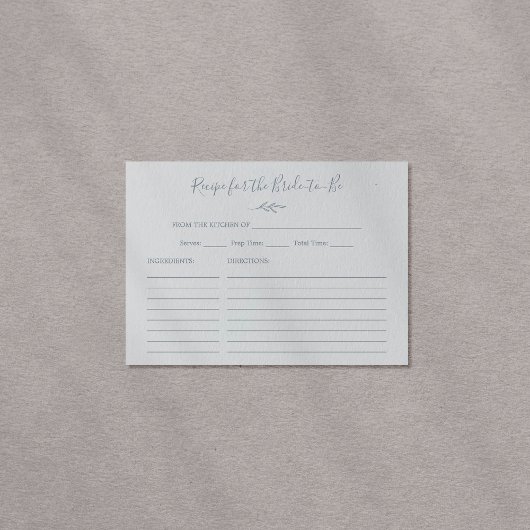 Cartes de recette de douche de mariée Minimal Leaf