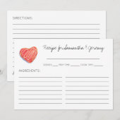 Cartes de recette de Fête des mariées Coeur (Devant / Derrière)