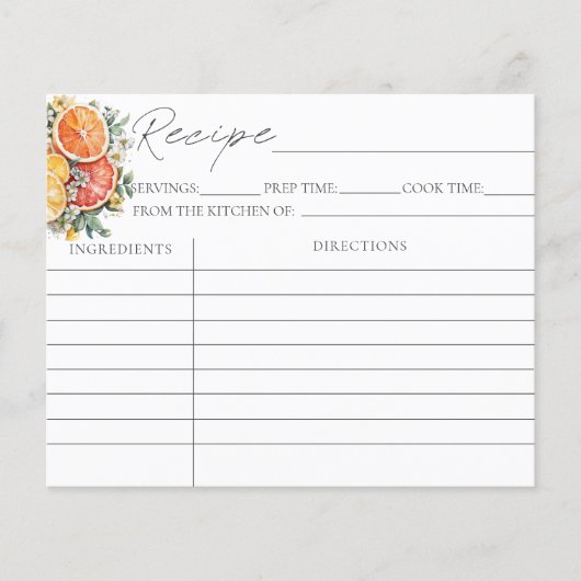 Cartes de recette de Fête des mariées d'agrumes (Devant)