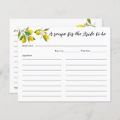 Cartes de recette de Fête des mariées de citron (Devant / Derrière)