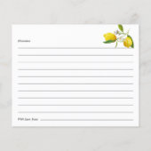 Cartes de recette de Fête des mariées de citron (Dos)